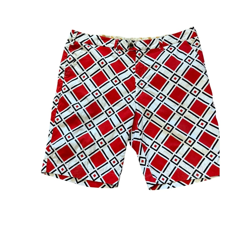 Loud Mouth Mens Danger Golf‎ Shorts SZ 40 Red Black White Geometric Pattern